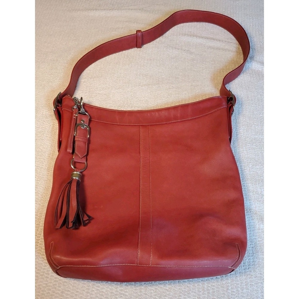 Coach Legacy Hobo Crossbody Bag Vtg 9177 Red Oxblood Duffle W/ Tassel* - Picture 2 of 16